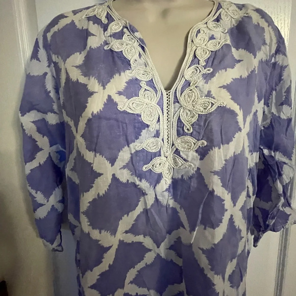 Roberta Roller Rabbit Cotton Tunic Cover Up Top Small Vacation Travel Resortwear - Picture 3 of 7